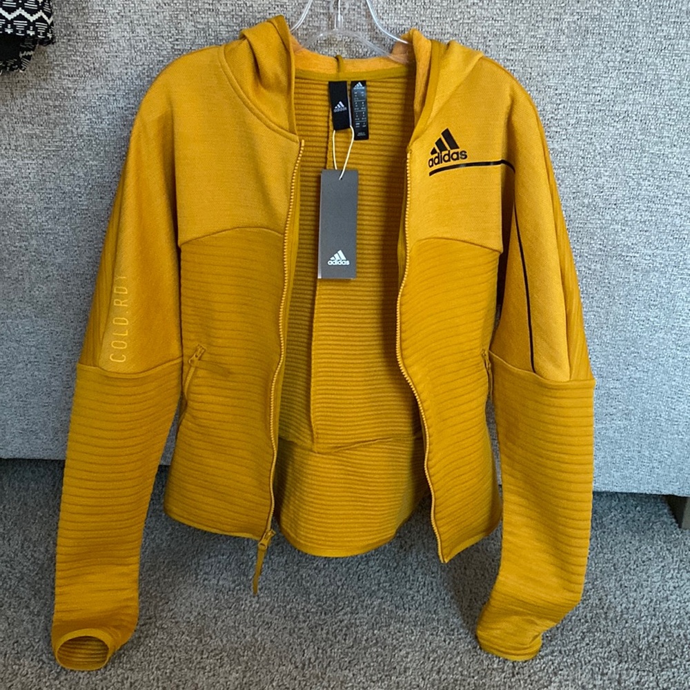 Yellow adidas zip up hoodie